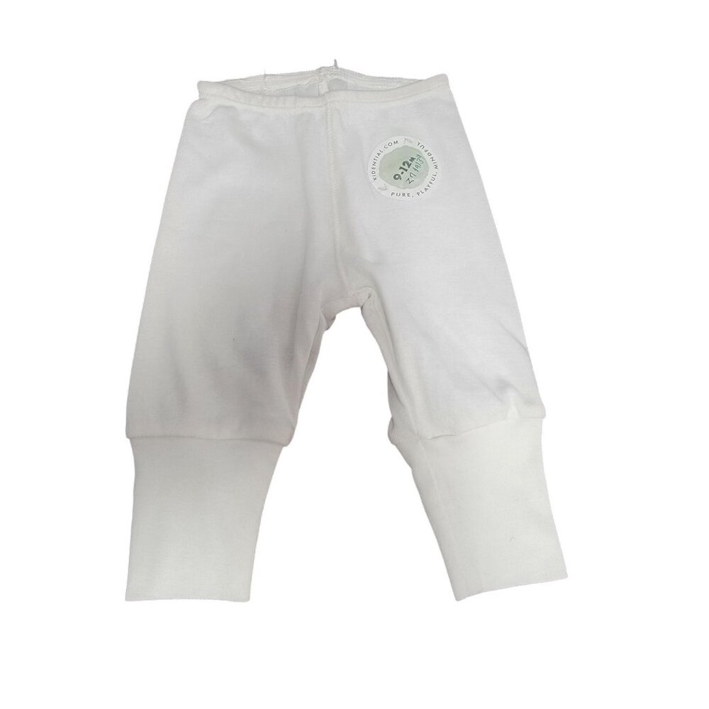 Kidential Baby Pants With Elongated Cuffs White 9-12 Months Cotton Blend Soft &